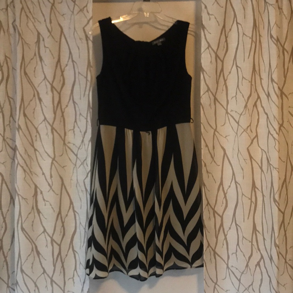 Form flattering black and white dress